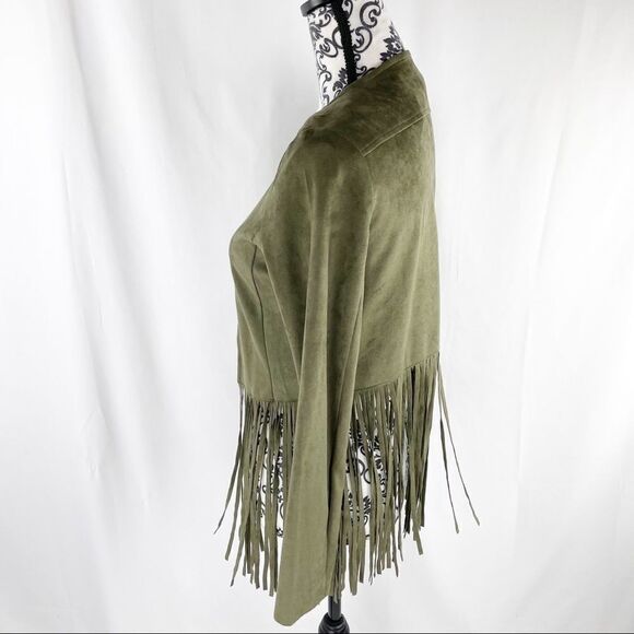 Flying Tomato Candace Olive Fringe Jacket - Picture 9 of 10